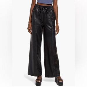 Sassy and flattering  Black Faux Leather Wide-Leg Women's Pants